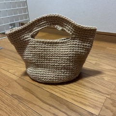 麻糸で　編んだ袋の画像