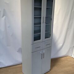 No.130　食器棚　キャビネット　白　幅59cm（豊橋市収集業務課リユース家具）の画像
