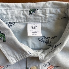 GAP baby 薄ブルーシャツ 恐竜柄　約80cmの画像