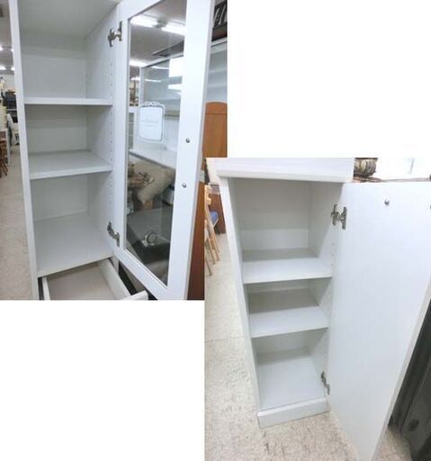 スリム 食器棚 幅30 白 白井産業 カップボード ルシフォン ホワイト キャビネット 札幌 西野店