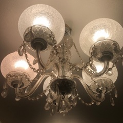 豪華高級　シャンデリア　オールガラス　LED  5灯の画像