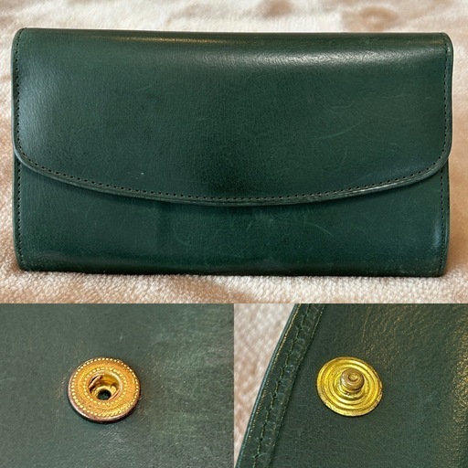 オールドコーチ長財布レザーロングウォレットさいふサイフ小銭入有メンズレディース男性用紳士女性用婦人グリーン緑色ユニセックス男女兼用