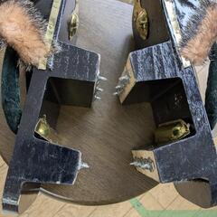 中古黒色 下駄 木製 和装履物　下駄　爪皮付き　和装　着物　メンズ　爪掛け　履物　和の画像