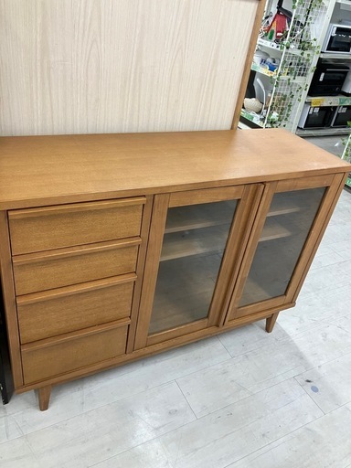 キャビネット　2枚扉　4段　ナチュラル【トレファク堺福田】