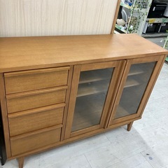 キャビネット　2枚扉　4段　ナチュラル【トレファク堺福田】