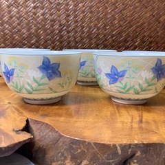 【未使用 有田焼 湯呑み 5客セット】青藍窯 木箱入 和食器 茶道具 茶器 煎茶道具 同梱相談可 煎茶器 懐石道具 華道具 花紋 茶杯 和美術の画像