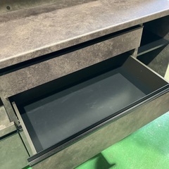 【Pamouna /パモウナ】高級ブランド　食器棚　ガラス引き戸タイプ　セラミカネロ　棚　家具　キッチン　リビング　ダイニング　大型　家電　カップボード　レンジボード　収納　グレー　ダークグレー　大理石調　収納棚　黒　ブラックの画像