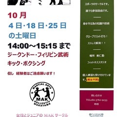 女性とジュニア(中学生まで)の初心者向けの格闘技を学ぶスポーツサークルです。の画像