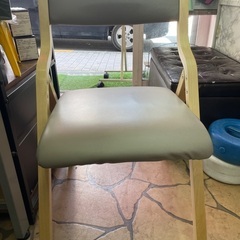 折りたたみ椅子　グレー　木目　合皮の画像