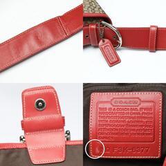 コーチ 6377 ショルダーバッグ レッド×ブラウン  COACH 斜め掛け シグネチャーの画像