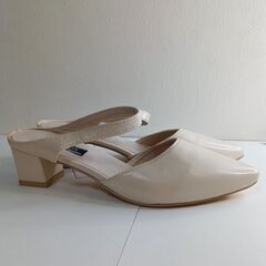 新品 25cm アプリコット ミュール サンダル ストラップパンプス ローヒールの画像