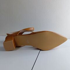 新品 25.5cm ブラウン ミュール サンダル ストラップパンプス ローヒールの画像