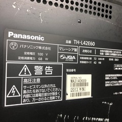 NO：3934 Panasonic42型液晶テレビリモコン付き‼️お買い得品❣️の画像