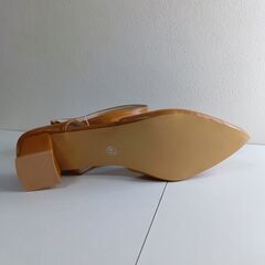 新品 26cm ブラウン ミュール サンダル ストラップパンプス ローヒールの画像