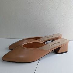 新品 25cm ワインレッド パンプス ミュール サンダル ローヒール スリッポの画像