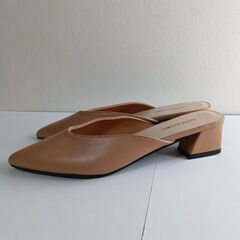 新品 25.5cm ワインレッド パンプス ミュール サンダル ローヒール スリの画像