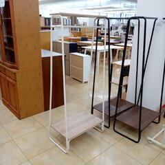 リユースのサカイ太田店★ジモティ割あり★  ハンガーラック ホワイト✕ベージュ H151.5×D38.3×W64.5 クリーニング済み OJ10798の画像