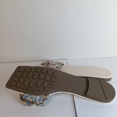 新品 26cm オレンジ 花柄 リボン ミュール サンダル ローヒール スリッポの画像