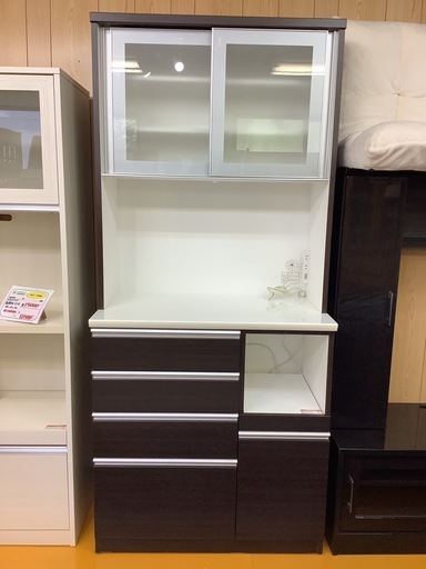 【リサイクルサービス八光】幅90㎝　ニトリ　キッチンボード (レジューム 90AG-S DBR/90QH-R DBR)