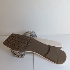 新品 25.5cm オレンジ 花柄 リボン ミュール サンダル ローヒール スリの画像