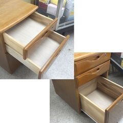 袖机 カギ欠品 3段 幅40cm サイドチェスト デスクワゴン ブラウン 収納家具 キャスター付き ☆ 札幌市 北区 屯田 の画像