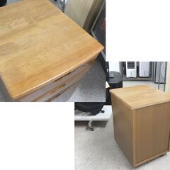 袖机 カギ欠品 3段 幅40cm サイドチェスト デスクワゴン ブラウン 収納家具 キャスター付き ☆ 札幌市 北区 屯田 の画像