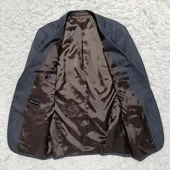 【美品】パーフェクトスーツファクトリー セットアップ ストライプ グレー A6の画像
