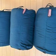 キャンプ用品　coleman フリーススリーピングバッグ　C5　グリーンチェック柄　中古品の画像