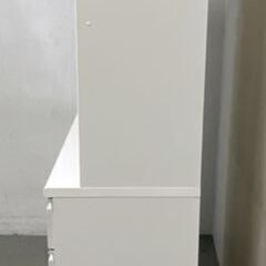ニトリ キッチンボード ポスティア 幅120 モイス ハイグロスホワイト木目 ソフトクローズ 食器棚 レンジ台 中古家具 店頭引取歓迎 R10022の画像