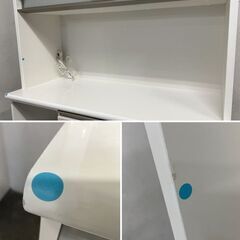 ニトリ キッチンボード ポスティア 幅120 モイス ハイグロスホワイト木目 ソフトクローズ 食器棚 レンジ台 中古家具 店頭引取歓迎 R10022の画像
