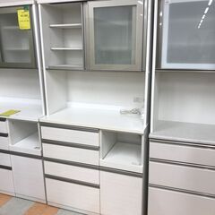 【ｼﾞｬﾝｸﾞﾙｼﾞｬﾝｸﾞﾙ金沢店】  食器棚 ホワイト/ハイタイプ W100.5×D50.5×H210.5 クリーニング済み												の画像