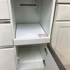 【ｼﾞｬﾝｸﾞﾙｼﾞｬﾝｸﾞﾙ金沢店】  食器棚 ホワイト/石調 W100.5×D50.5×H210.5 クリーニング済み												の画像