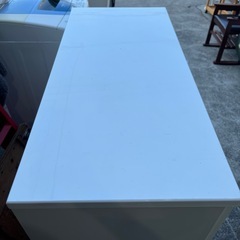 食器棚　キッチン収納　棚　レンジボード　収納棚　キャビネット　白　ホワイト　【横89.5奥40高98】の画像