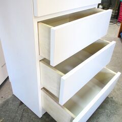 美品 5段チェスト 5段棚 衣装棚 衣装収納 ホワイト 幅45㎝×奥行29.5㎝×高さ85cm 配達可の画像