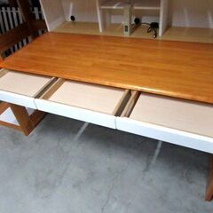 システムベッド 幅105.5×長さ204×高さ180cm ハシゴ付き 木製 ブラウン系 収納多数 学習机 ロフトベッド 家具 苫小牧西店の画像