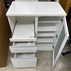 ニトリ　食器棚　キッチンカウンター　レンジ台 ホワイト 白 幅88×奥50.5×高101cm　キッチン収納　レンジ台　リサイクルショップ　朝霞市　ケイラック朝霞田島店　志木市　和光市　GM404の画像