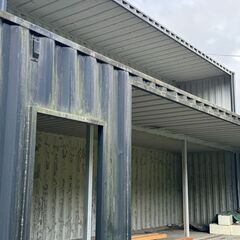 40ftハイキューブ3連結 L字型コンテナハウス（黒色遮熱塗装・4カ所開口）の画像
