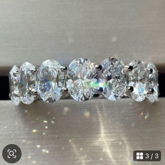 最高品質 大粒 オーバル モアサナイト フルエタニティ リングの画像
