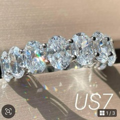 最高品質 大粒 オーバル モアサナイト フルエタニティ リングの画像