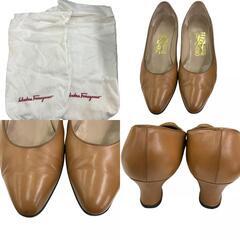 186005 Salvatore Ferragamo サルヴァトーレフェラガモ パンプス 23.5 ブラック×ブラウン レディース 2点まとめ売り [1000027753476]の画像