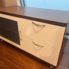 【値段相談可】ドウシシャ　TVローボード　RQ9050-LB　ブラウン　テレビ台　キャビネット　横幅90cm　テレビボード　キャスター付の画像