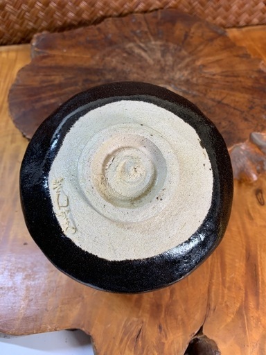 時代物 黒楽茶碗】銀閣寺写 宗楽 作 茶道具 在銘 京焼 抹茶碗