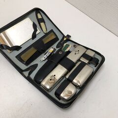 送料無料 昭和レトロ トラベルグルーミングセット アンティーク 旅行用身だしなみケース 鏡 櫛 爪切り 250901-13の画像