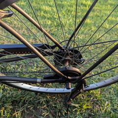 27インチ外装6段 LEDライト カゴ鍵付き 自転車シティサイクルママチャリ整備済の画像