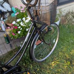 27インチ外装6段 LEDライト カゴ鍵付き 自転車シティサイクルママチャリ整備済の画像