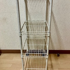 シンプルデザイン ホワイト ワイヤーワゴン キャリーワゴン 隙間収納の画像