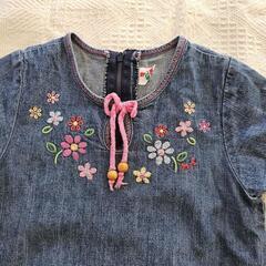 【100】MIKI HOUSE　ミキハウス　デニムワンピース　子供服の画像