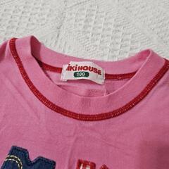 【100】ミキハウス　MIKI HOUSE　ピンク　半袖Tシャツ　子供服　刺繍　パッチワークの画像