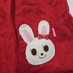 【90】ミキハウス　MIKI HOUSE　うさこちゃん　赤　ジャンパースカート　ワンピース　アップリケ　刺繍　赤　レッド　女の子　子供服の画像