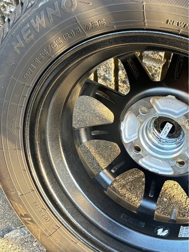 軽自動車タイヤ、ホイールセット　ブリヂストン ⑥155.65.13 タイヤ4本と中古美品ホイールとナット付き